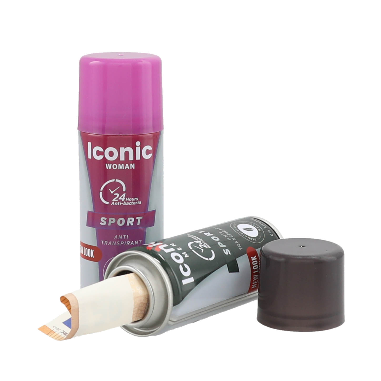 2er Set Geldversteck Metall Deo Dose Schwarz und Pink Geheimversteck | 2er_Versteck_Deodose_pink_schwarz