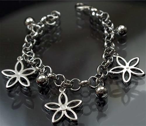 A686 Neu Luxus Bettel Armband m. Blume & Kugel Armband Silber Schmuck