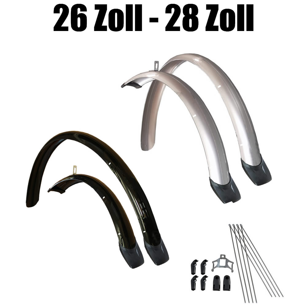 28 zoll fahrrad schutzblech set silber einstellbar