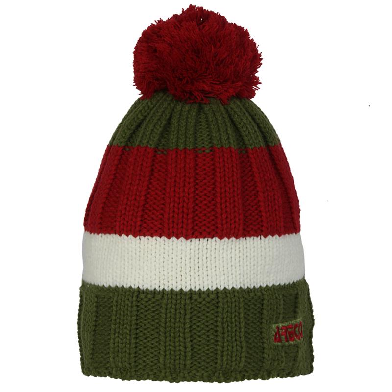 Areco Unisex Wintermütze mit Bommel Pudelmütze grün/rot