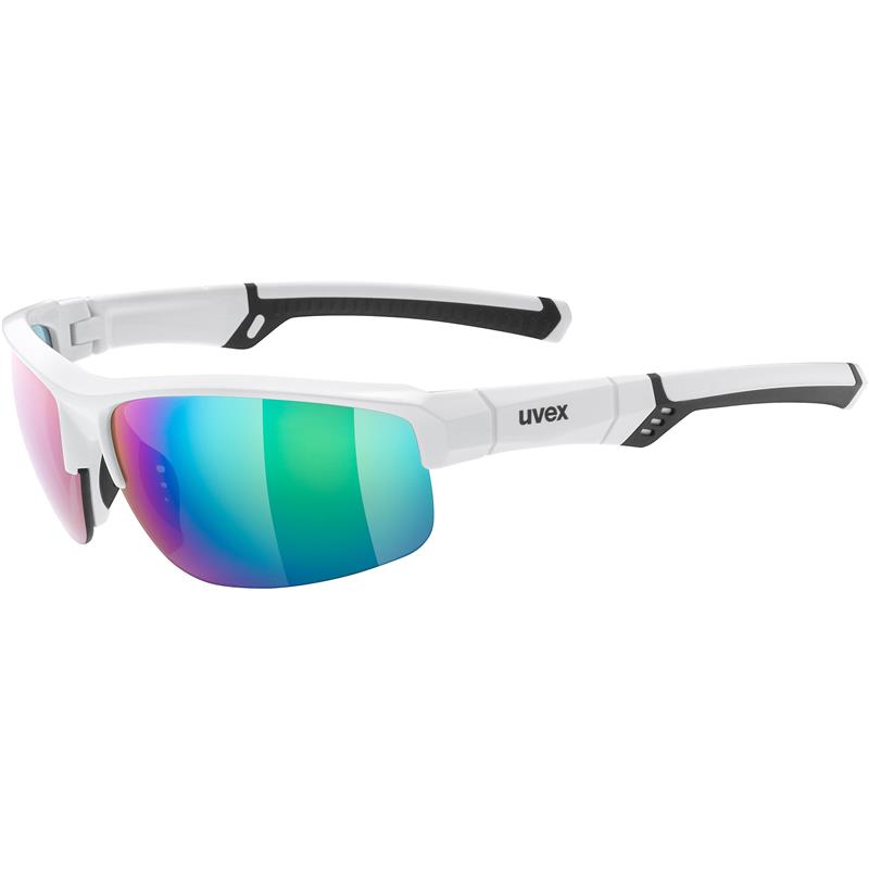 Uvex Sportstyle 226 Unisex Sportbrille weiß schwarz mit grün spiegelnder Scheibe