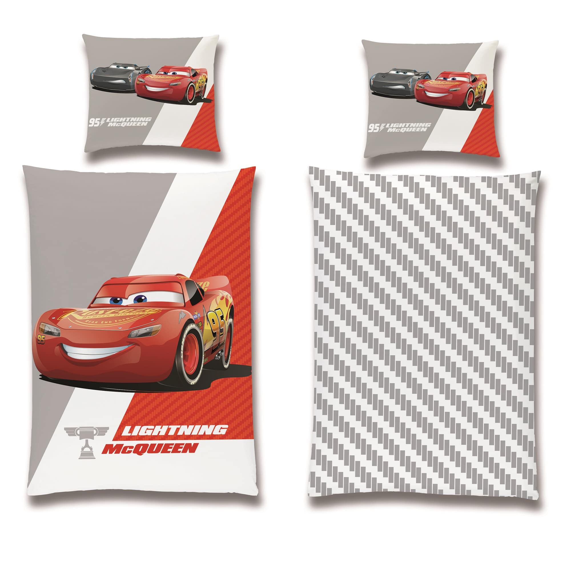 Disney Cars Bettwäsche 135x200 in grau und weiß mit Wendeseite und Reißverschluss