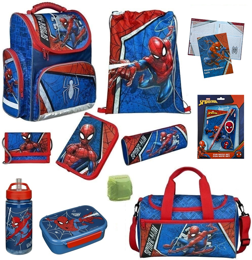 Spiderman Schulranzen Set 15-teilig mit Federmappe und Sporttasche