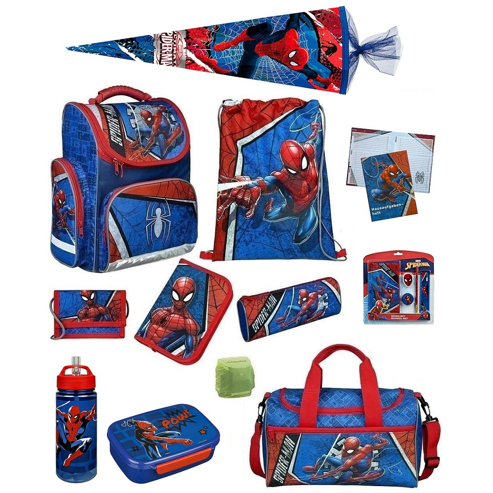 Spiderman Schulranzen Set 16 teilig mit Sporttasche und Schultüte