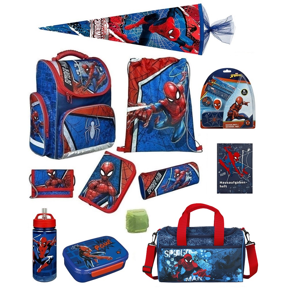 Spiderman Schulranzen Set 16 teilig mit Sporttasche und Schultüte
