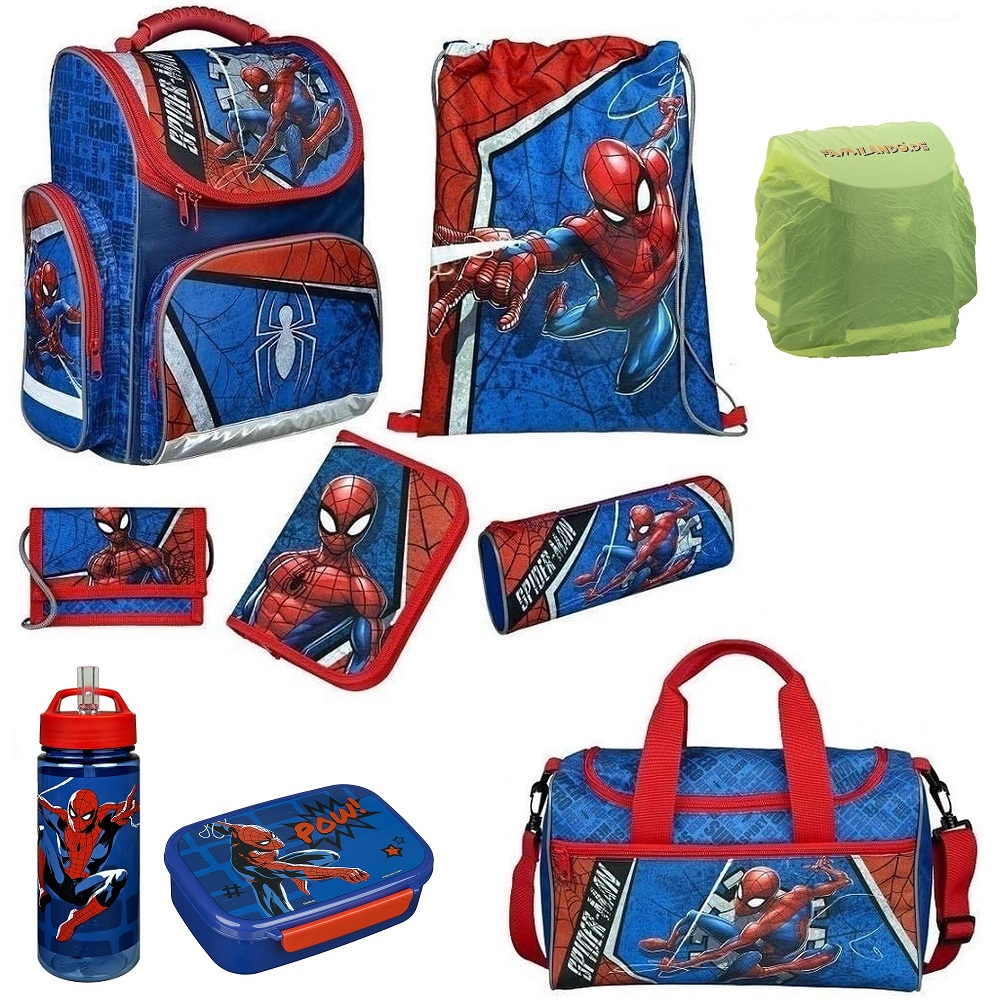 Spiderman Schulranzen Set 9-teilig mit Federmappe und Sporttasche