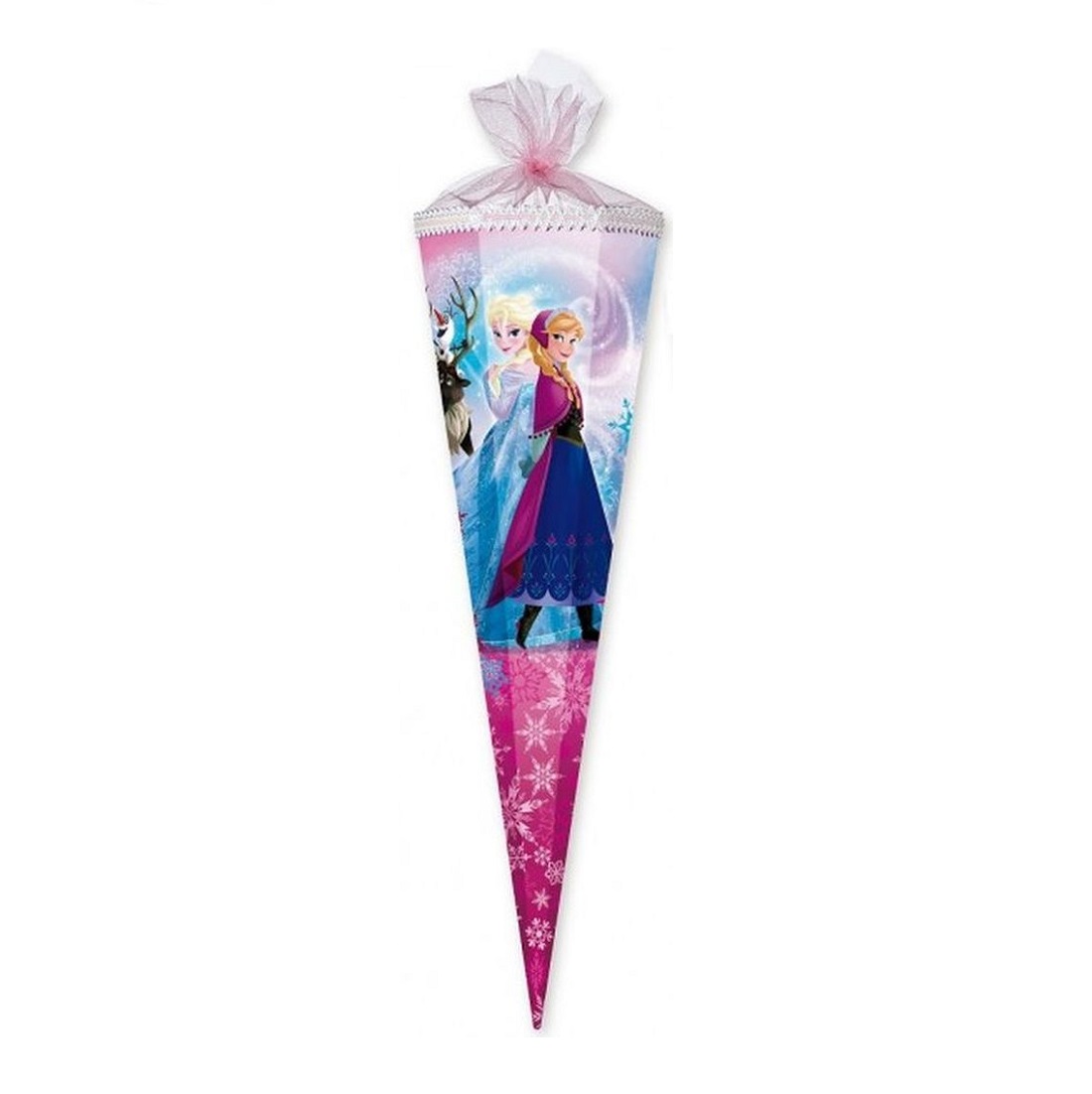 Schultüte 85 cm rosa weiß mit Anna und Elsa von Frozen