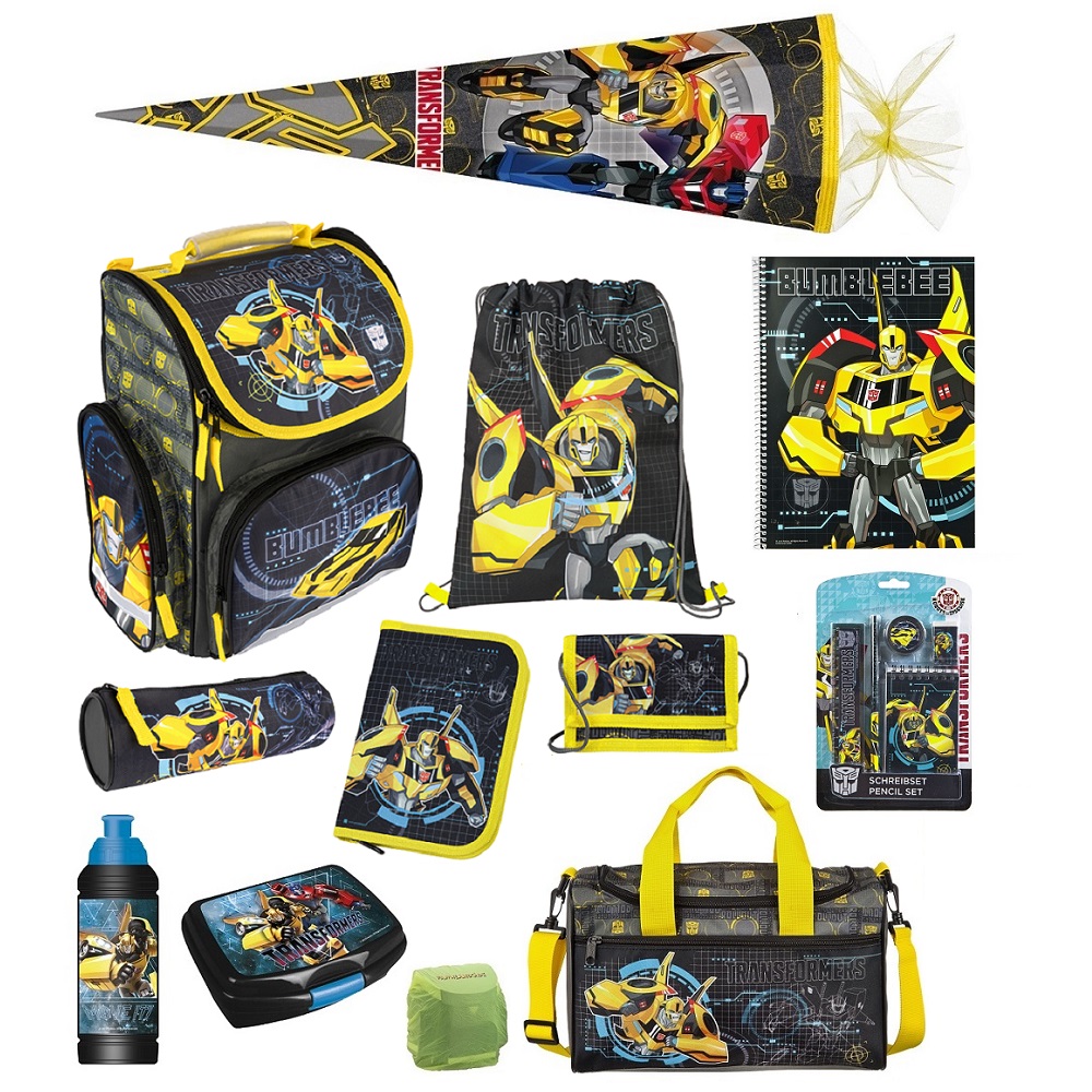 Transformers Schulranzen Komplett Set 16-teilig mit Sporttasche und Zuckertüte