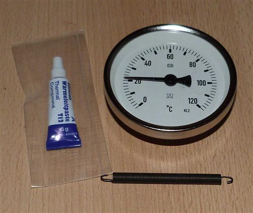 Anlegethermometer Set 1x Metallausführung Ø80mm -120°C + Wärmeleitpaste(5924#