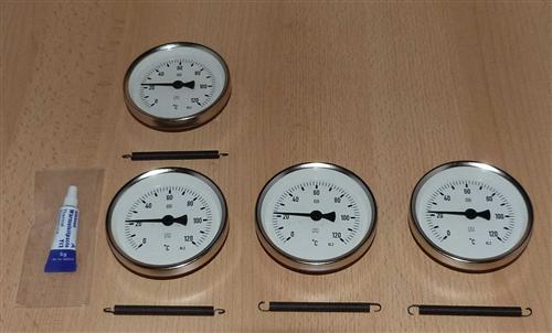 Anlegethermometer Set 4x Metallausführung Ø80mm -120°C + Wärmeleitpaste(5927#