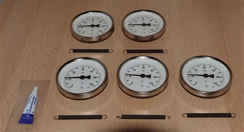 Anlegethermometer Set 5x Metallausführung Ø80mm -120°C + Wärmeleitpaste(5928#