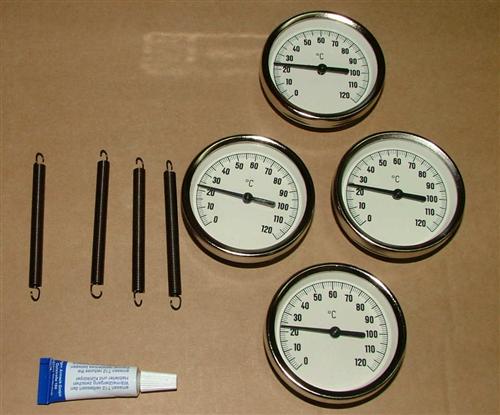 Anlegethermometer Set 4x Metallausführung Ø63mm -120°C + Wärmeleitpaste(5545#
