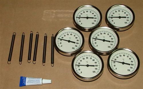 Anlegethermometer Set 6x Metallausführung Ø63mm -120°C + Wärmeleitpaste(5547#