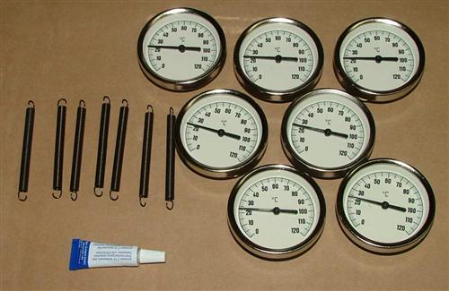 Anlegethermometer Set 7x Metallausführung Ø63mm -120°C + Wärmeleitpaste(5548#