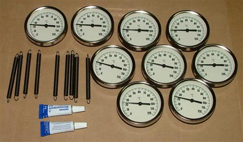 Anlegethermometer Set 9x Metallausführung Ø63mm -120°C + 2x Wärmeleitpaste(5550#