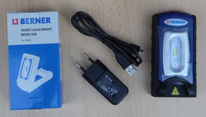 BERNER Neu Pocket Delux Bright Micro USB inkl. Ladestecker u. Kabel (8515#