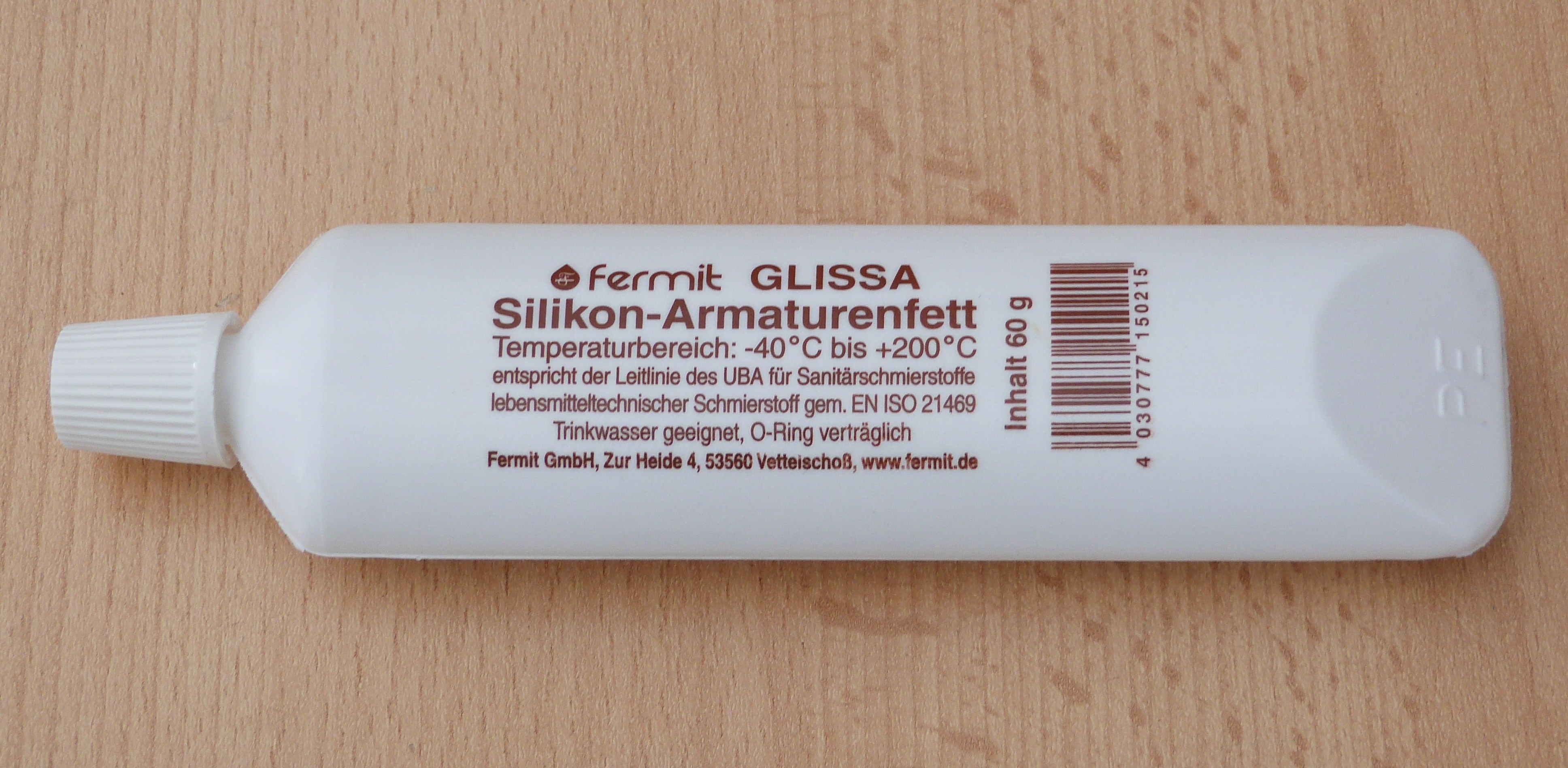 Fermit GLISSA Silikon Armaturenfett  60g Tube -20°C bis +200°C (10402#