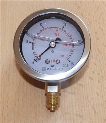 Glyzerin Manometer Edelstahlgehäuse 0 / 25 Bar radial  Ø67 mm 1/4"AG  (7248#