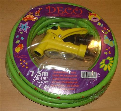 Kinderschlauch grün 7,5m + Kupplungen + Spritze (5011#