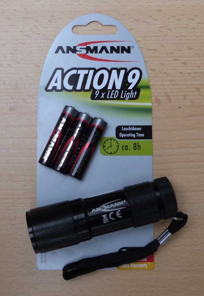 LED Taschenlampe Ansmann ACTION 9 inkl. 3x AAA Batterien (8497#