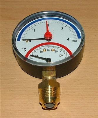 Thermomanometer radial ø80mm / 0-4bar / 20 -120°C(5163#
