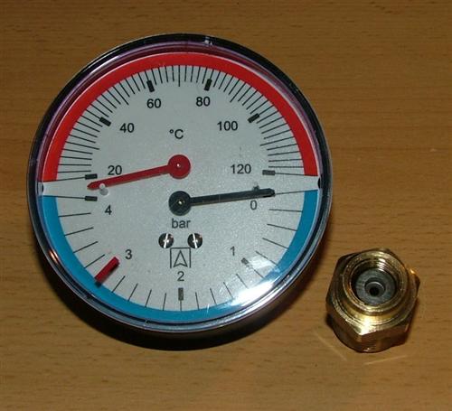 Thermomanometer axial ø80mm / 0-4bar / 20 -120°C (5162#