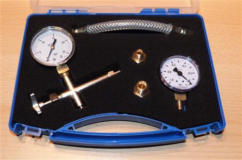 Pumpenprüfkoffer blau komplett Manometer Vakuumeter (6688#