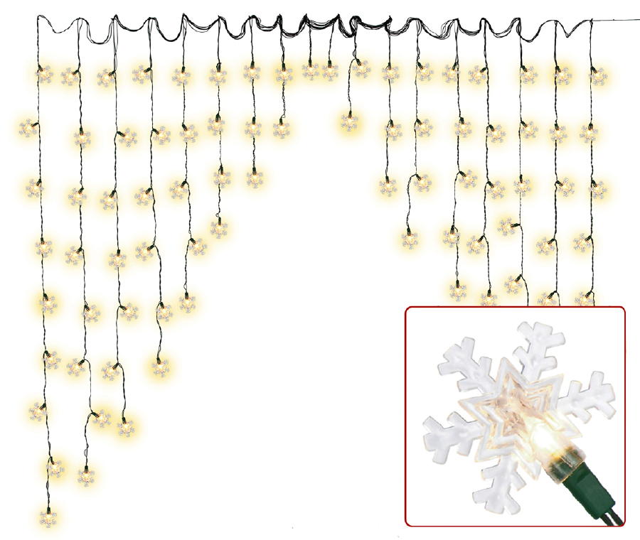 Lichtervorhang Schneeflocke Sternenvorhang 90 Lampen