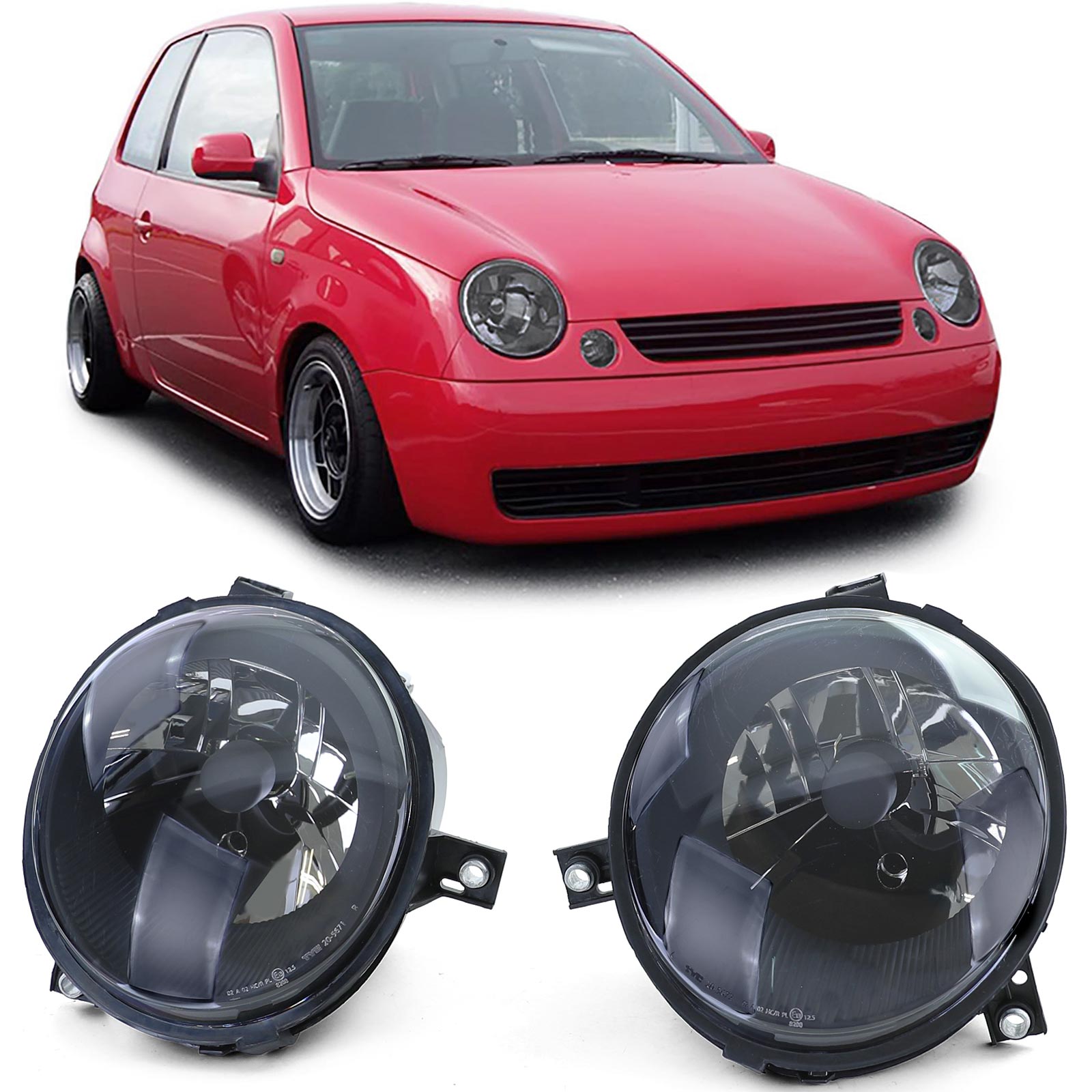 Scheinwerfer Set Für VW Lupo 6X 1998-2005 Schwarz Halogen H4