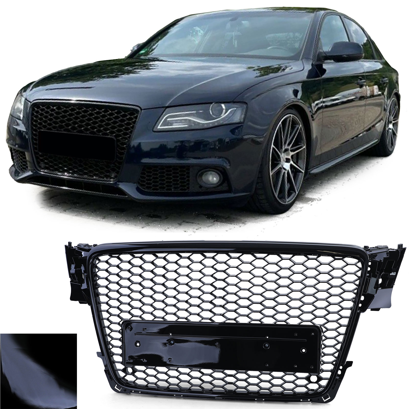 Grille Sports Honeycomb Black Gloss for Audi A4 B8 8K Since 2007