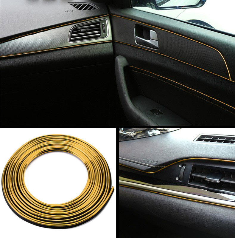 Metallic Gold / 5m Rolle Auto Innenraum Dekorleisten Zierleisten