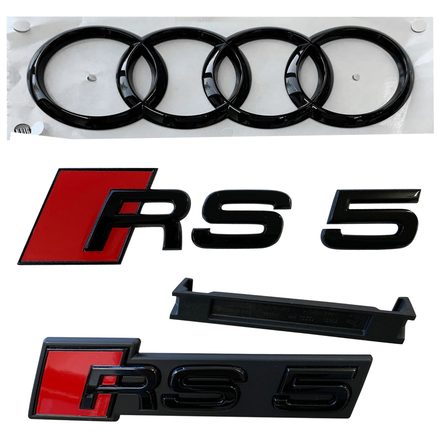 Original Audi RS5 Black Edition PAKET Schwarz Emblem Kühlergrill + Heck
