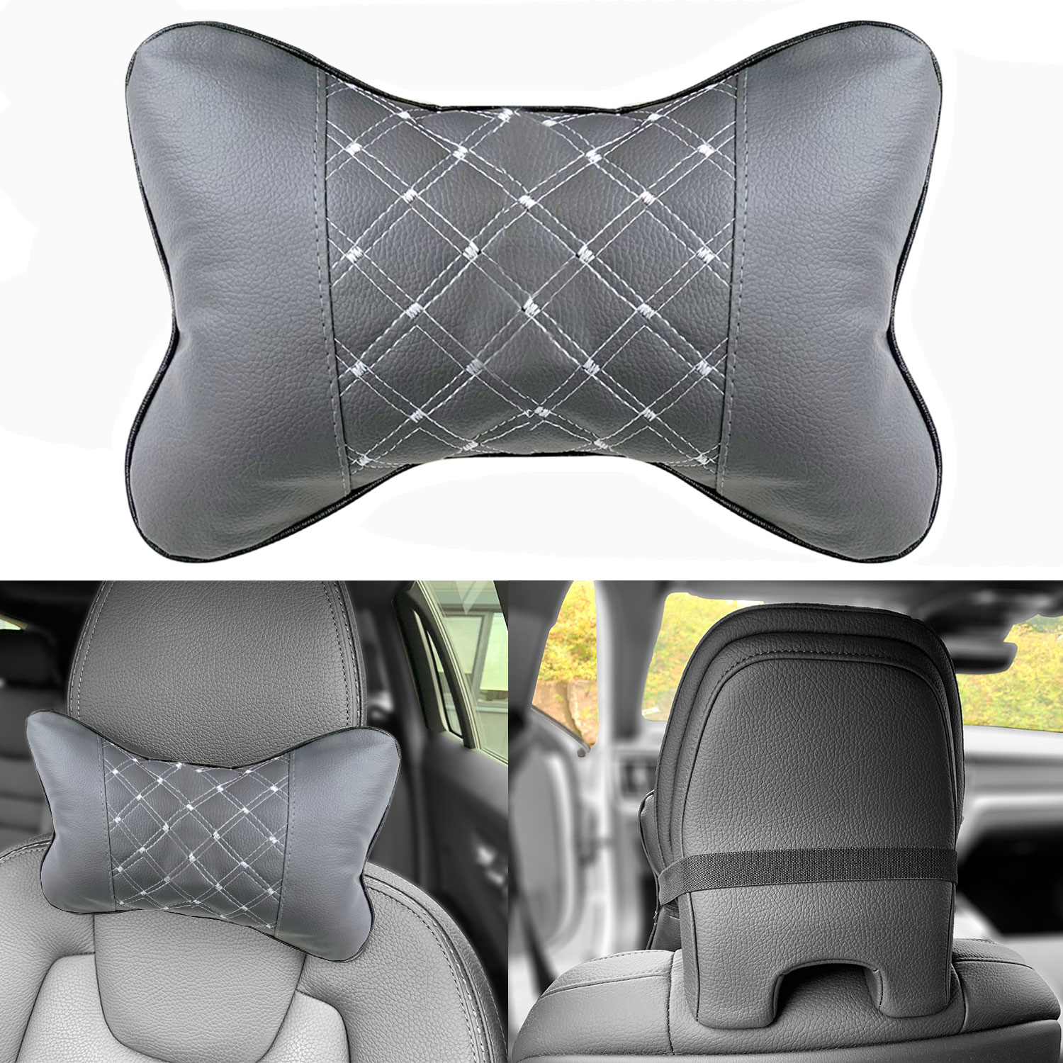 Auto Nackenkissen Memory Foam - Kopfstütze Mit Lederbezug