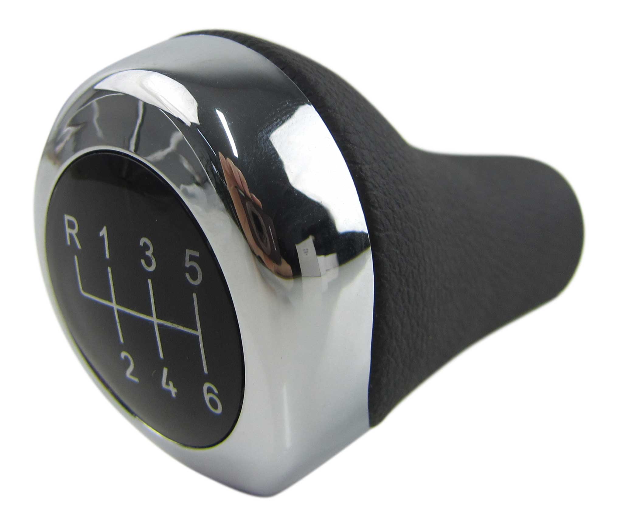 Schaltknauf Knauf Edition Leder Chrom Schwarz Naht Weiß für viele Fahrzeuge
