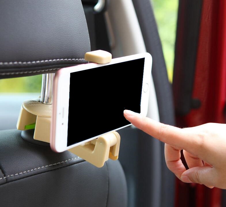2x car headrests holder mount for mobile phone / bag etc in BEIGE