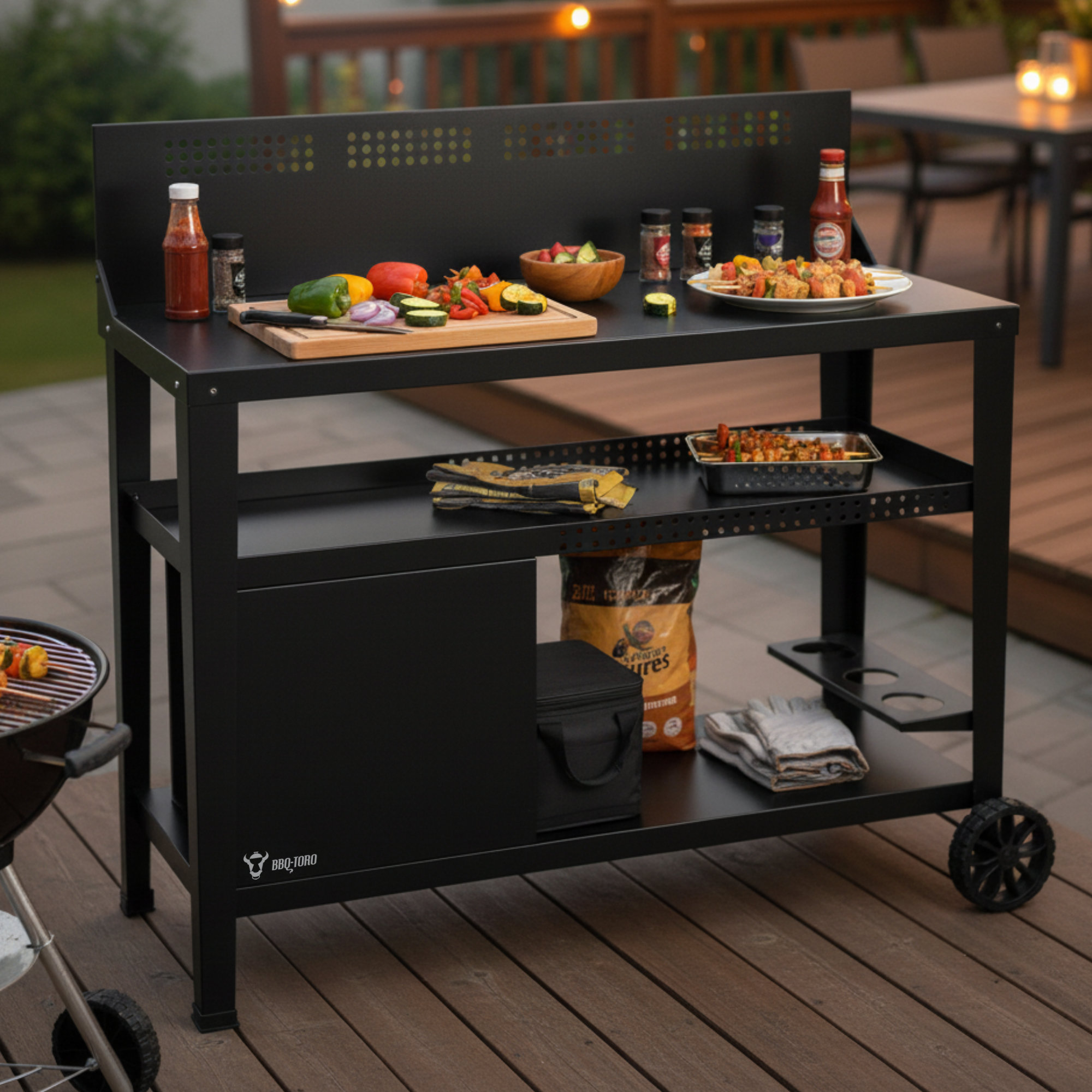 Grillwagen Grill Beistelltisch Rollwagen Grilltisch Serviertisch BBQ-Toro