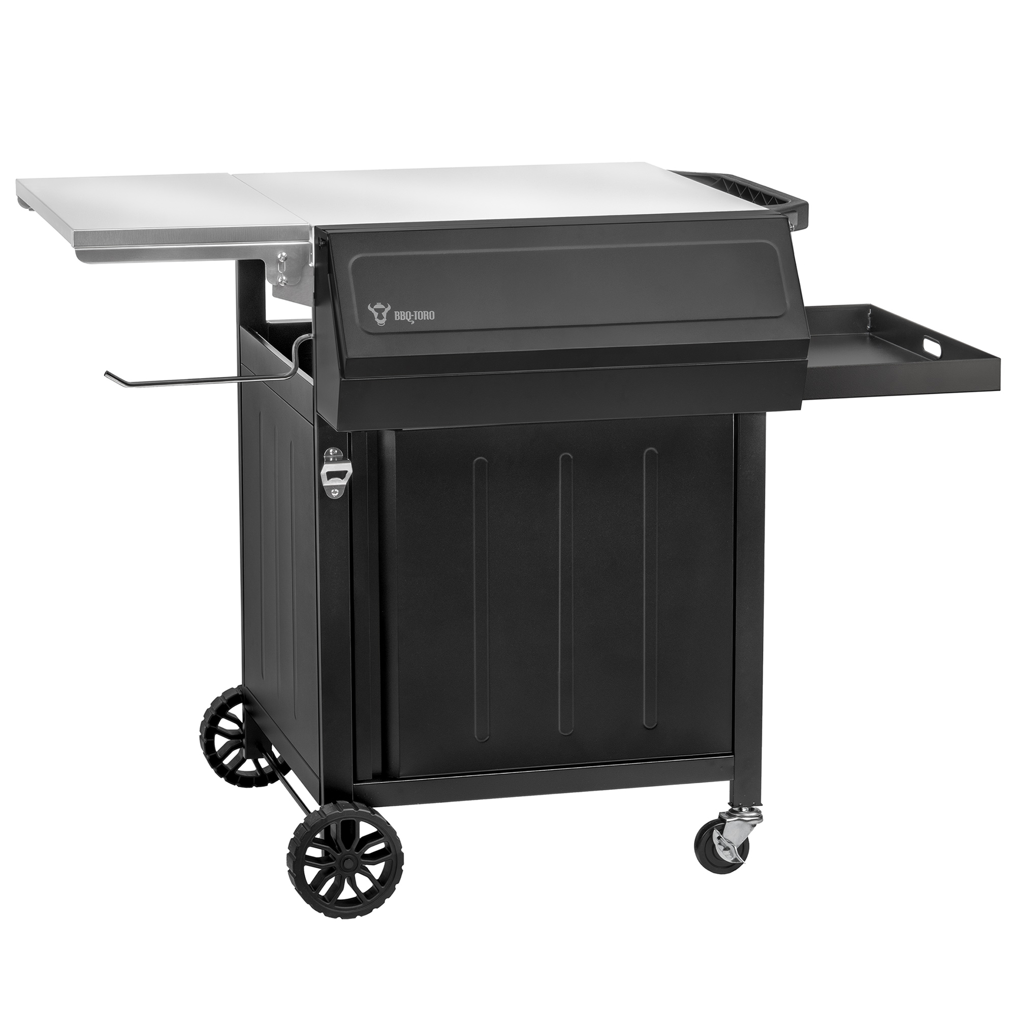 BBQ-Toro Grillwagen 100 x 73 x 91 cm, Schwarz, Grilltisch mit großer Arbeitsfläche, Beistelltisch