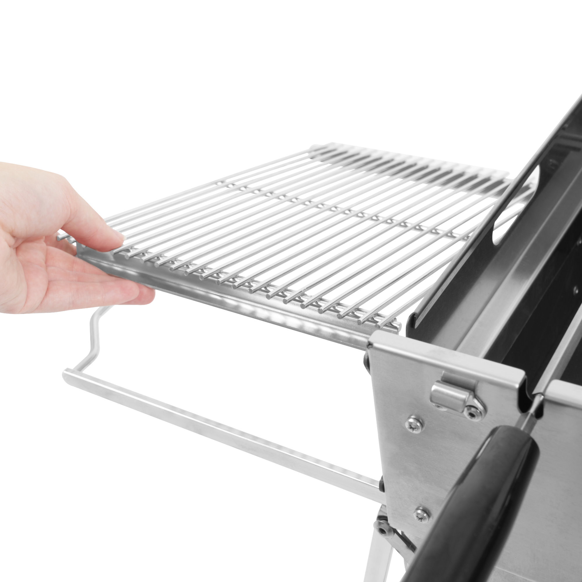 BBQ-Toro Holzkohlegrill mit elektrischem Spießdreher, Edelstahl, klappbar, Campinggrill mit Tragetasche und 7 Spießen