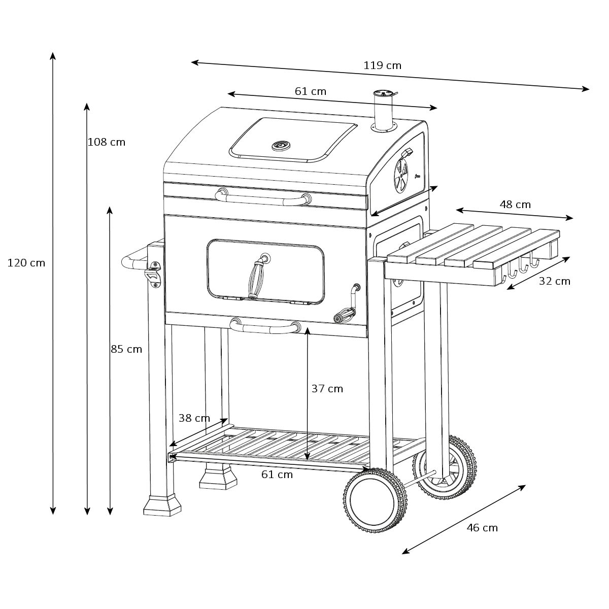 BBQ-Toro Holzkohle Grillwagen Black Oak