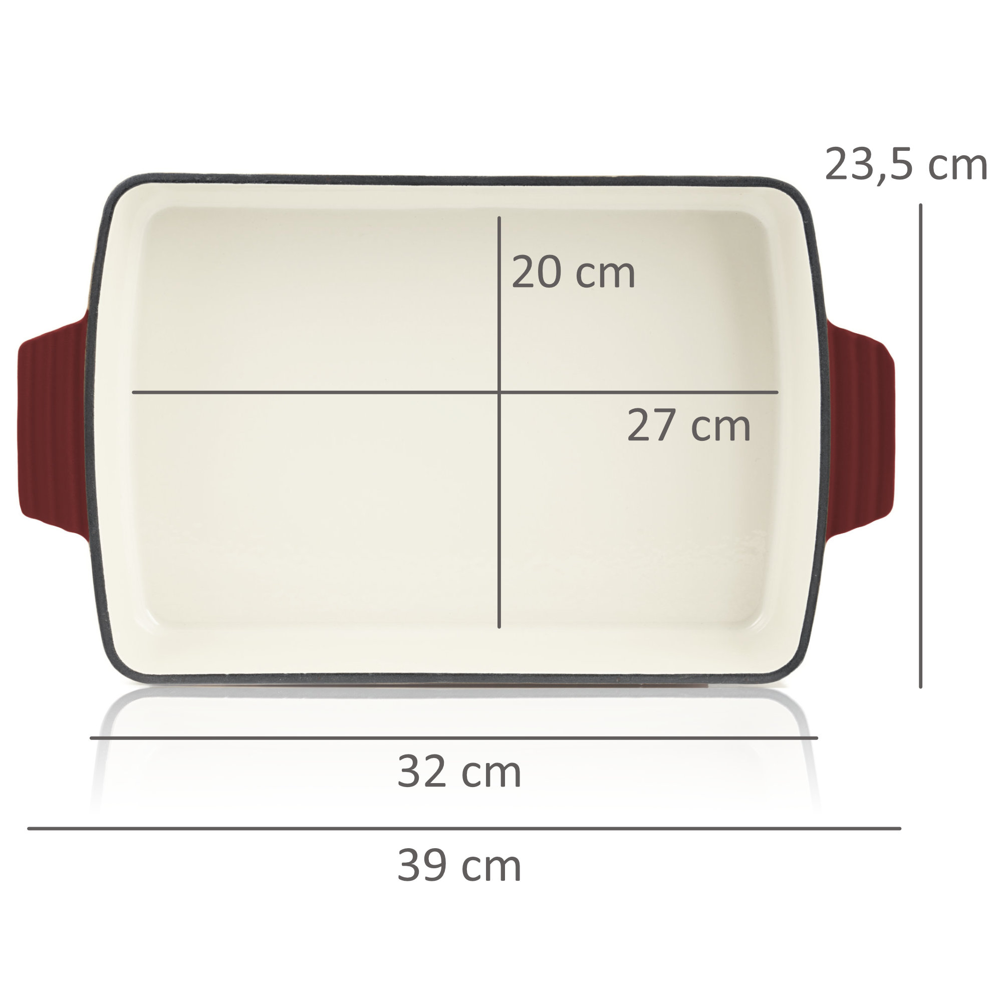 Mahlzeit Gusseisen Auflaufform eckig 3,8 Liter | Induktionsgeeignet, inkl. 2 Griffe, Bratreine