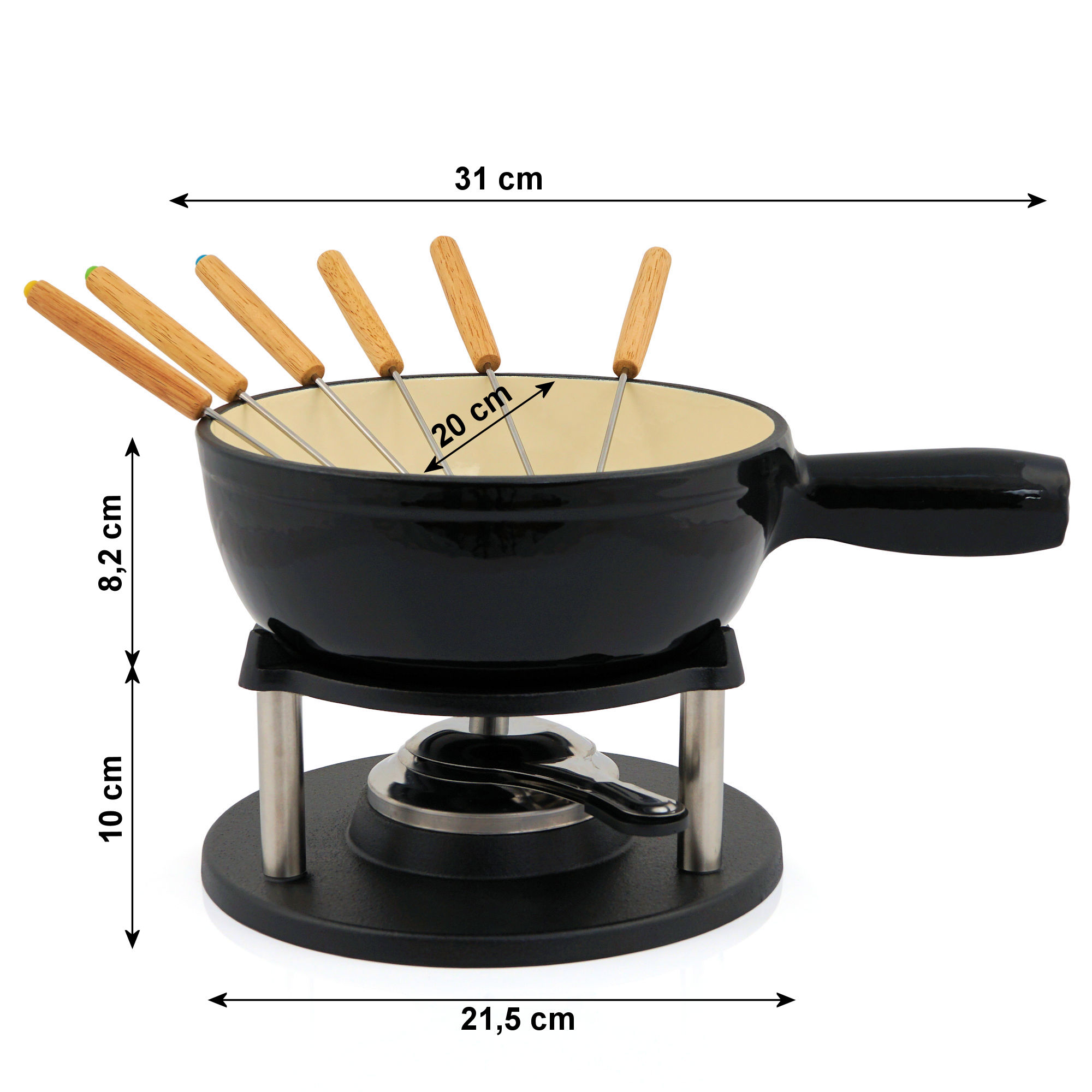 Ø16 cm Fondue Gusseisen Käsefondue-Set aus emailliertem Gusseisen