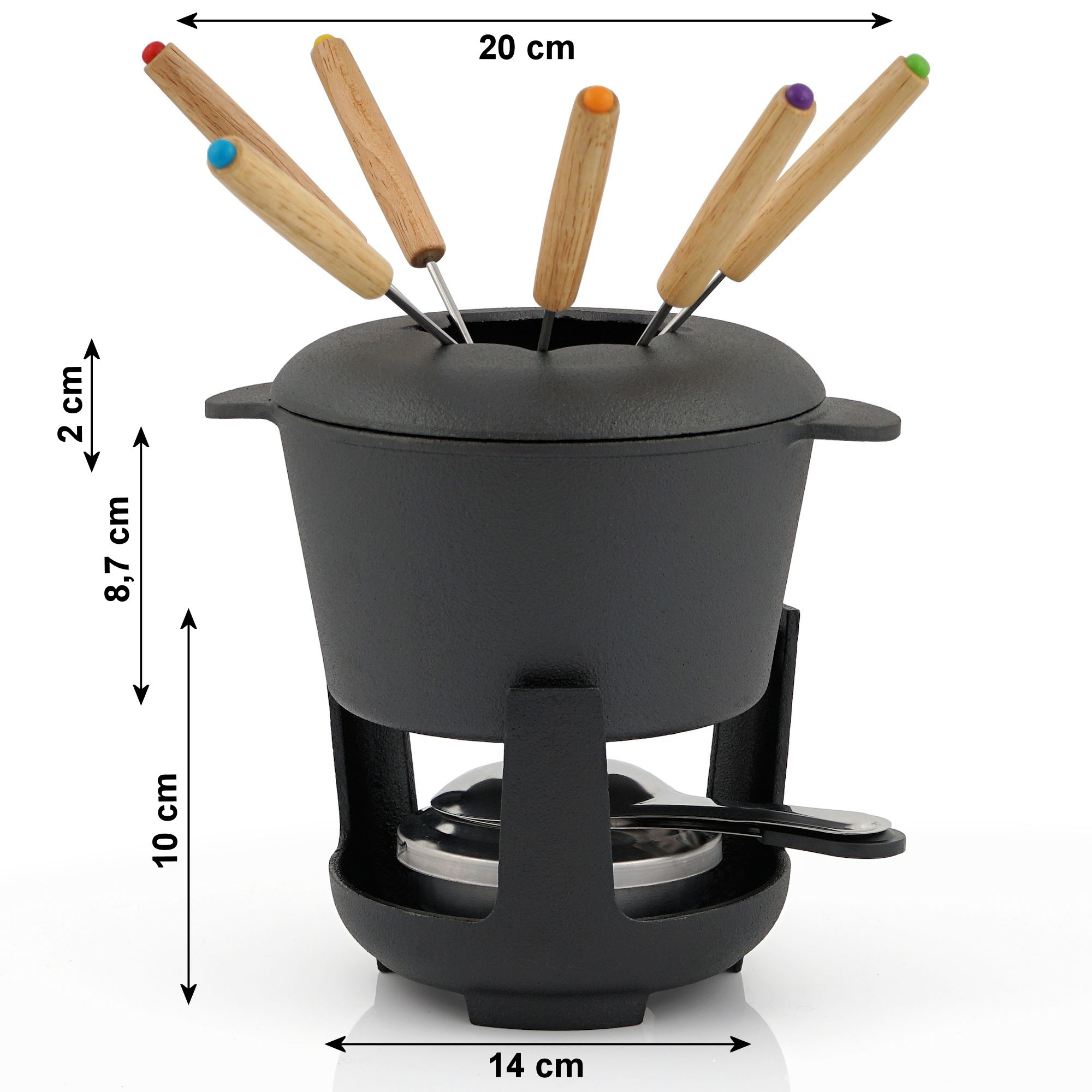 BBQ-Toro Gusseisen Fondue-Set 13 teilig 6 Personen Schoko Fondue Set ...