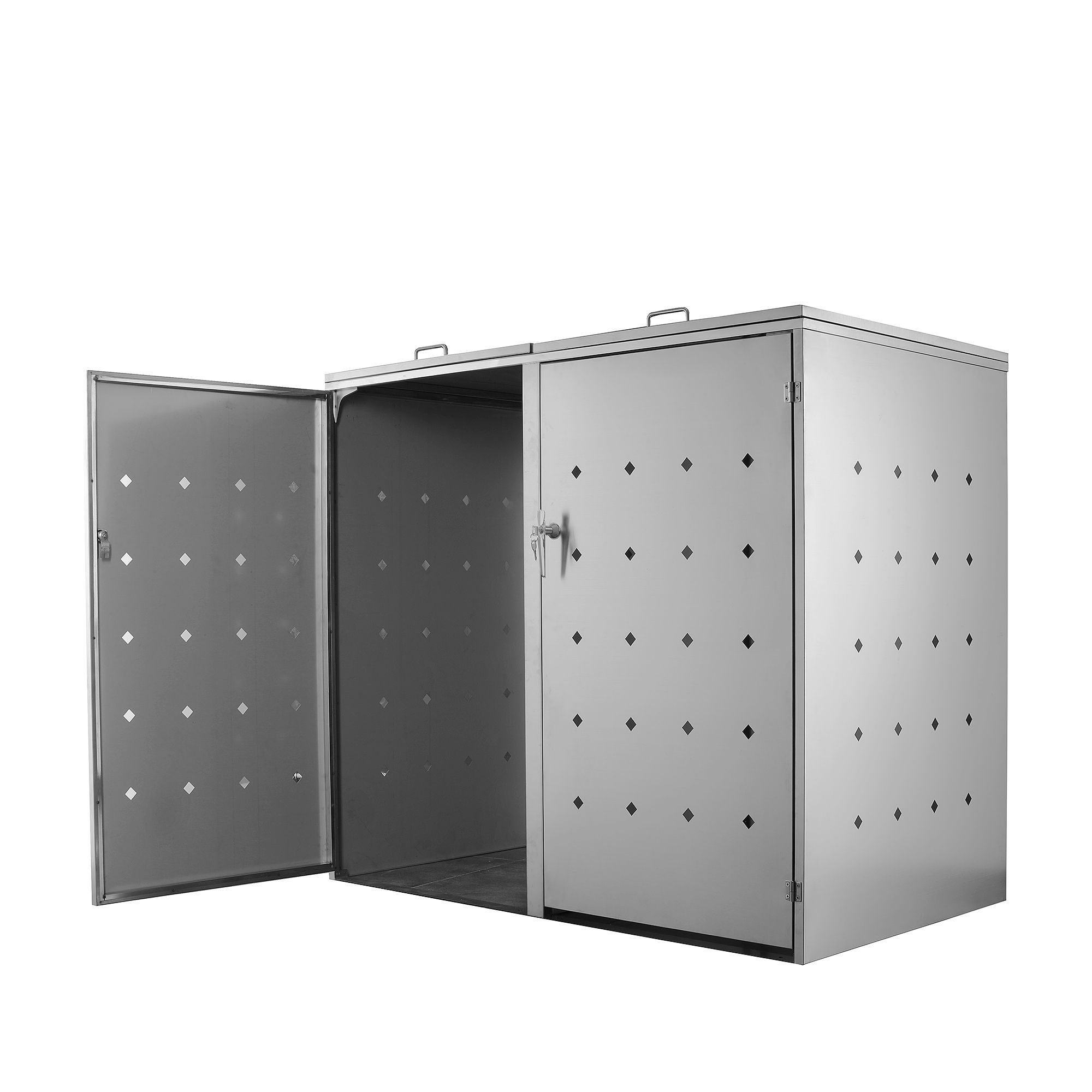 Edelstahl Mülltonnenbox Lines 2er Müllbox Mülltonnenverkleidung abschliessbar