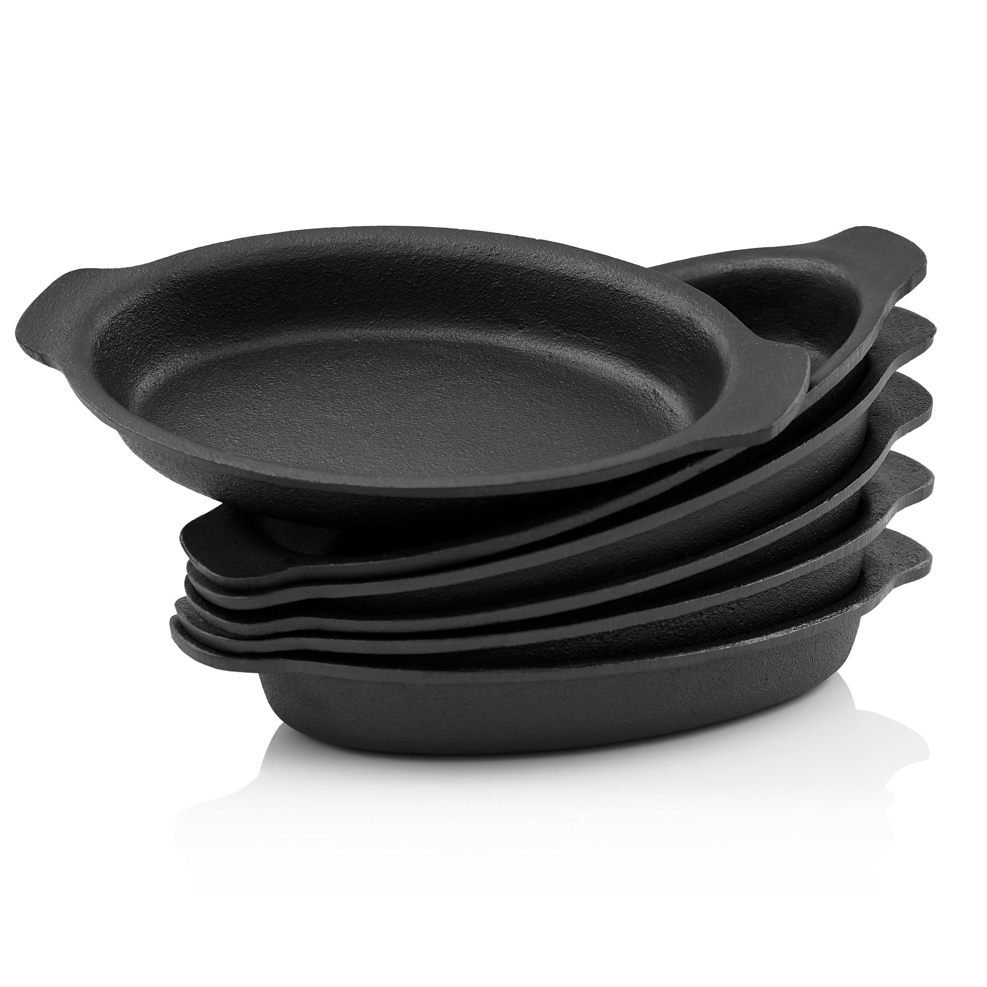 BBQ-Toro Gusseisen Servierpfännchen Pfännchen 6 er Set | Gusspfanne 22,5 x 13 cm