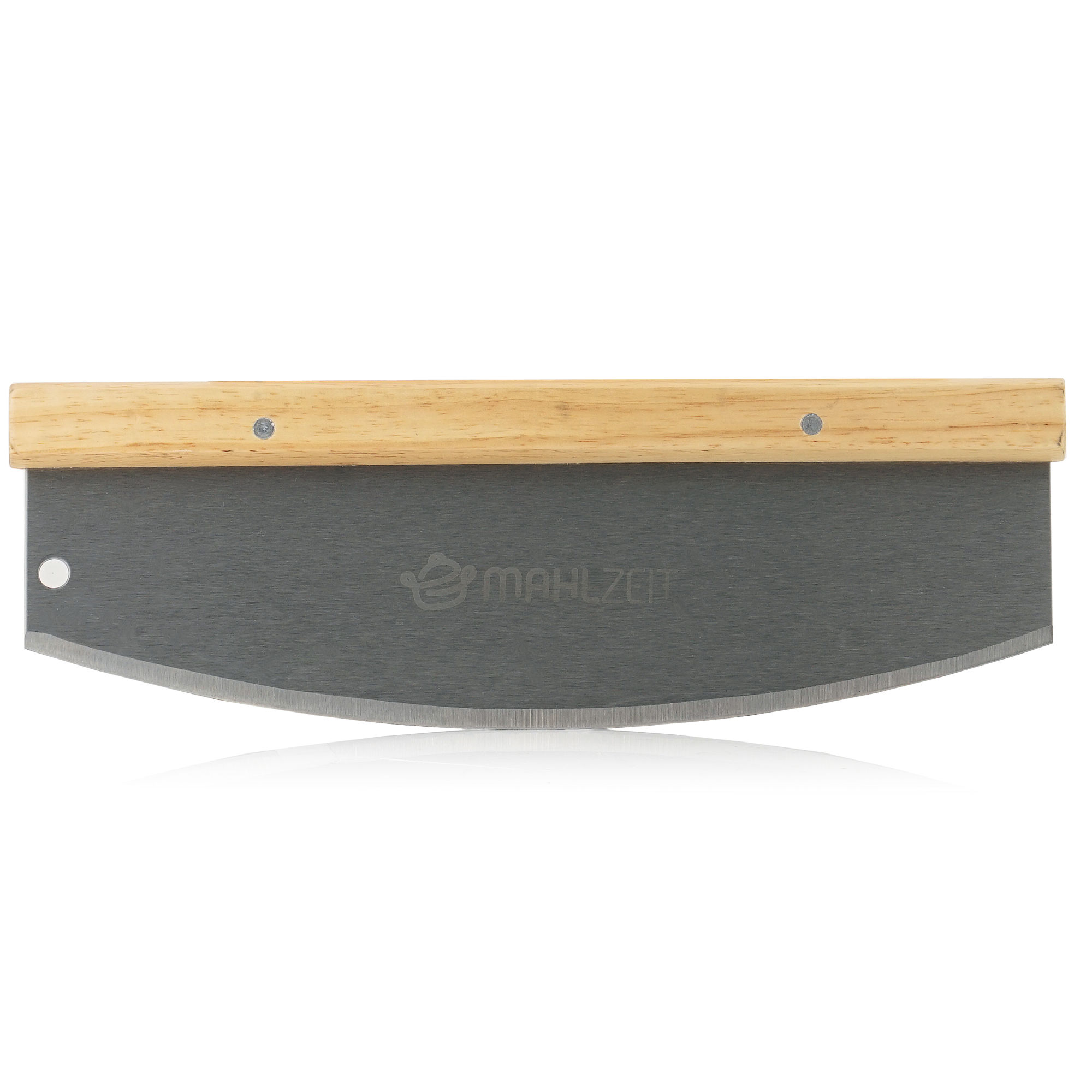 Mahlzeit Pizzamesser aus Edelstahl mit Bambusgriff , 36 x 12 cm, Wiegemesser, Pizzaschneider