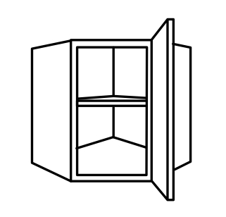 Eckoberschrank 60 cm breit mit 1 Tür und 1 Einlegeboden (60x60 cm