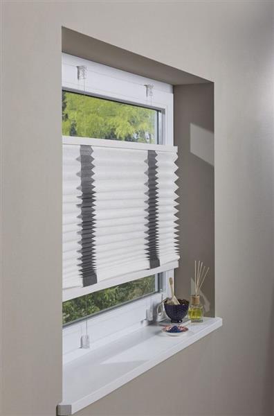 Plissee Rollo 90x130 weiß grau Klemmfix ohne Bohren, Falt Store
