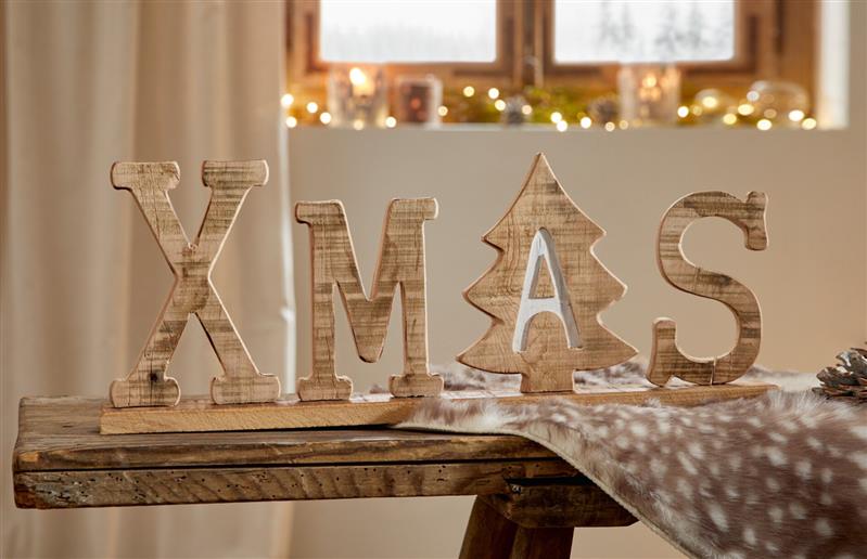 Schriftzug "XMAS" aus Holz im Shabby Look, Weihnachtsdeko, Dekobuchstaben