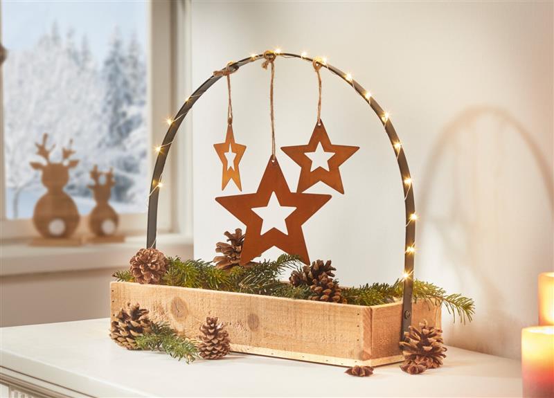 Planzer "Bogen" aus recyceltem Holz & Metall, Dekoboard, Pflanzkasten