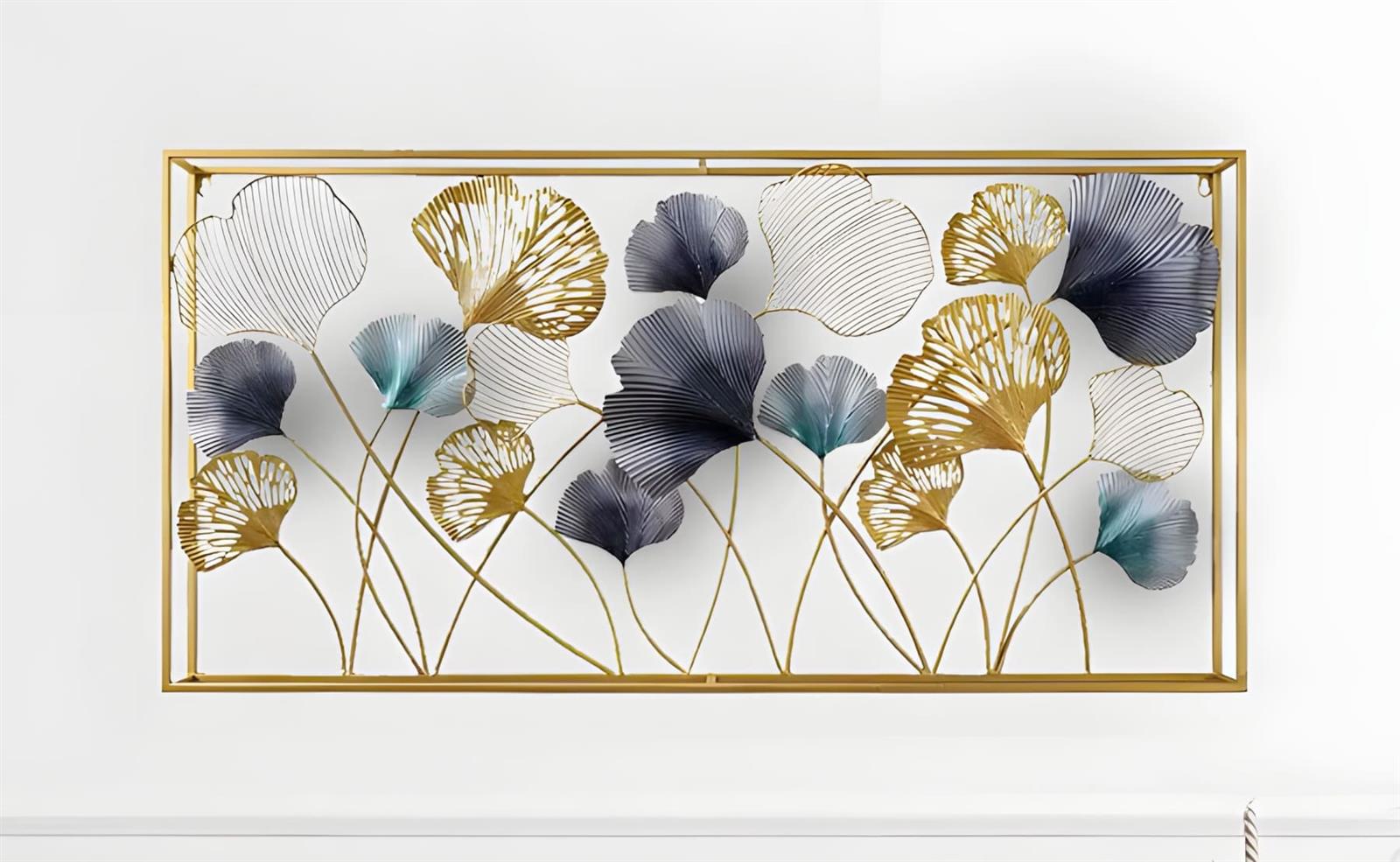ENTANUB Leinwandbild Ginkgo Baum – 152,4x76,2 Cm, Gold & Grau, Große Wanddekoration Für Wohnzimmer